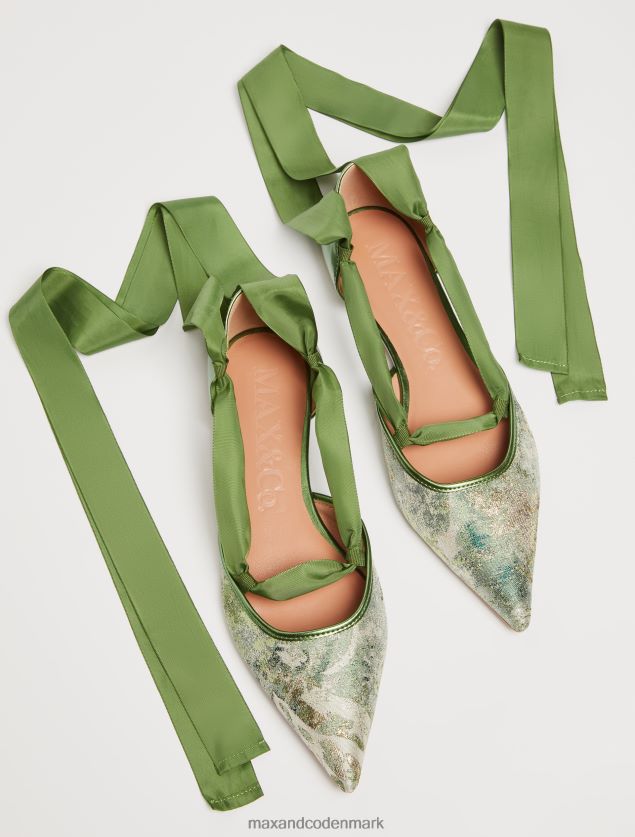 Kvinder bånd af jacquard ballet lejligheder MAX&Co. grøn B2Z2T6983 sko