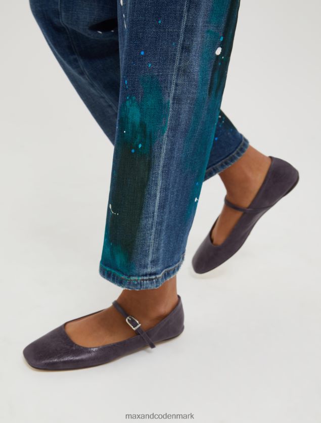 Kvinder krakeleret læder ballet lejligheder MAX&Co. lilla B2Z2T6947 sko