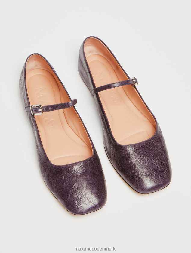 Kvinder krakeleret læder ballet lejligheder MAX&Co. lilla B2Z2T6947 sko