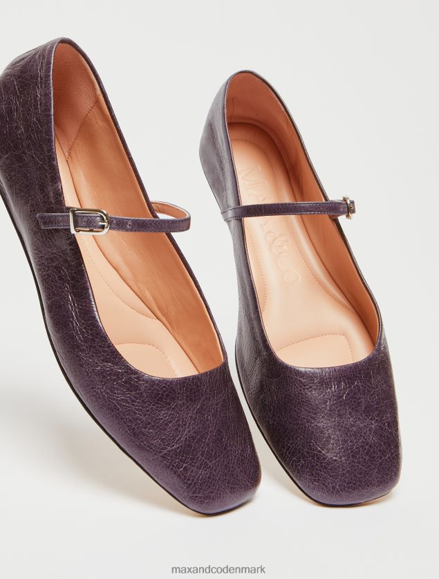 Kvinder krakeleret læder ballet lejligheder MAX&Co. lilla B2Z2T6947 sko