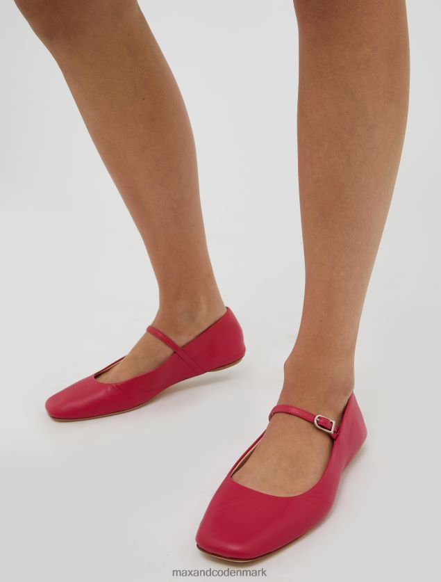Kvinder nappa læder ballet lejligheder med rem MAX&Co. fuchsia B2Z2T6949 sko
