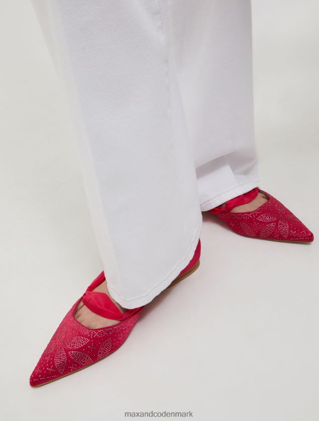 Kvinder rhinestone satin ballet lejligheder MAX&Co. fuchsia B2Z2T6953 sko