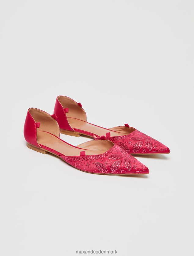 Kvinder rhinestone satin ballet lejligheder MAX&Co. fuchsia B2Z2T6953 sko