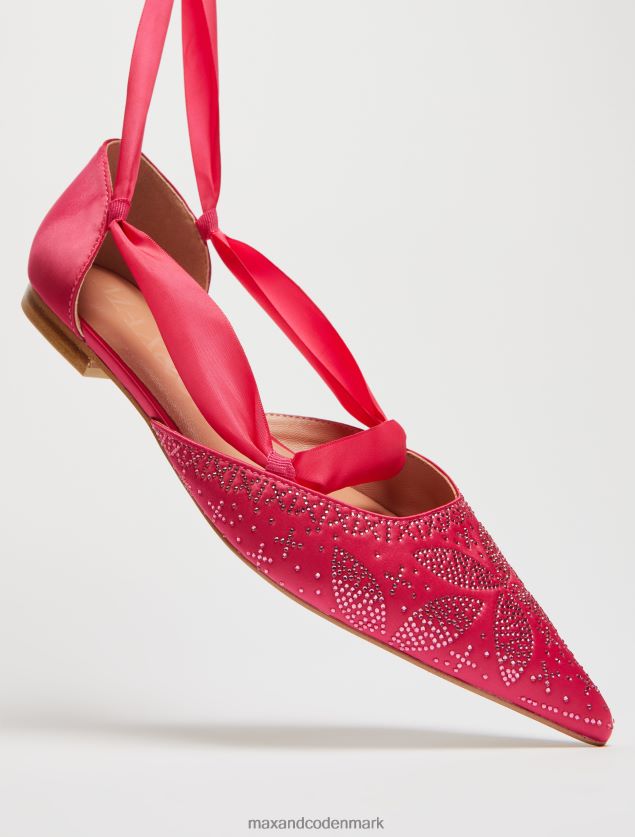 Kvinder rhinestone satin ballet lejligheder MAX&Co. fuchsia B2Z2T6953 sko