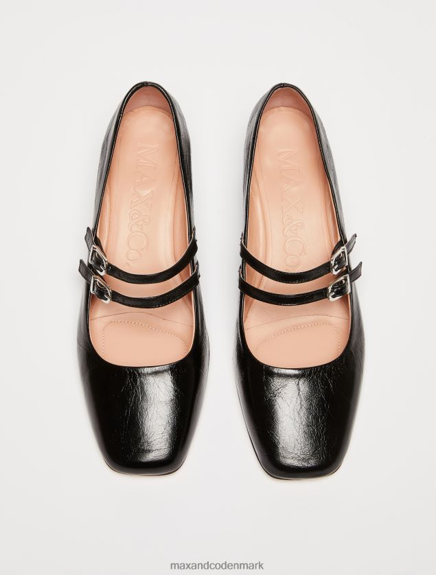 Kvinder krakeleret læder mary janes MAX&Co. sort B2Z2T6954 sko