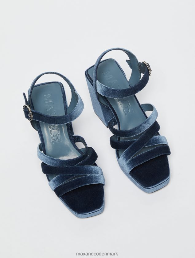 Kvinder fløjlsplatformssandaler MAX&Co. Marine blå B2Z2T6967 sko