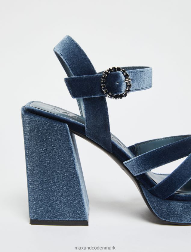Kvinder fløjlsplatformssandaler MAX&Co. Marine blå B2Z2T6967 sko