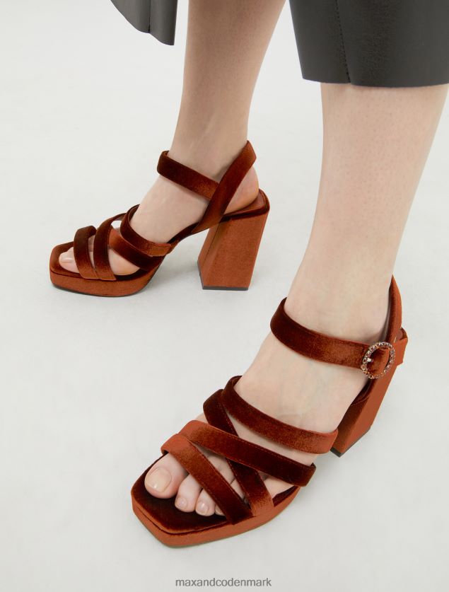 Kvinder fløjlsplatformssandaler MAX&Co. rust B2Z2T6966 sko