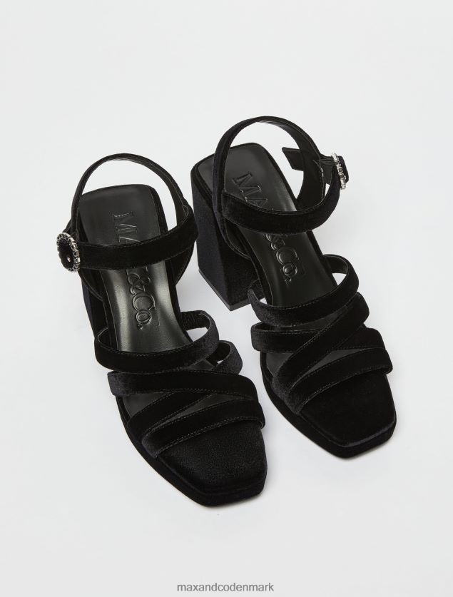 Kvinder fløjlsplatformssandaler MAX&Co. sort B2Z2T6965 sko