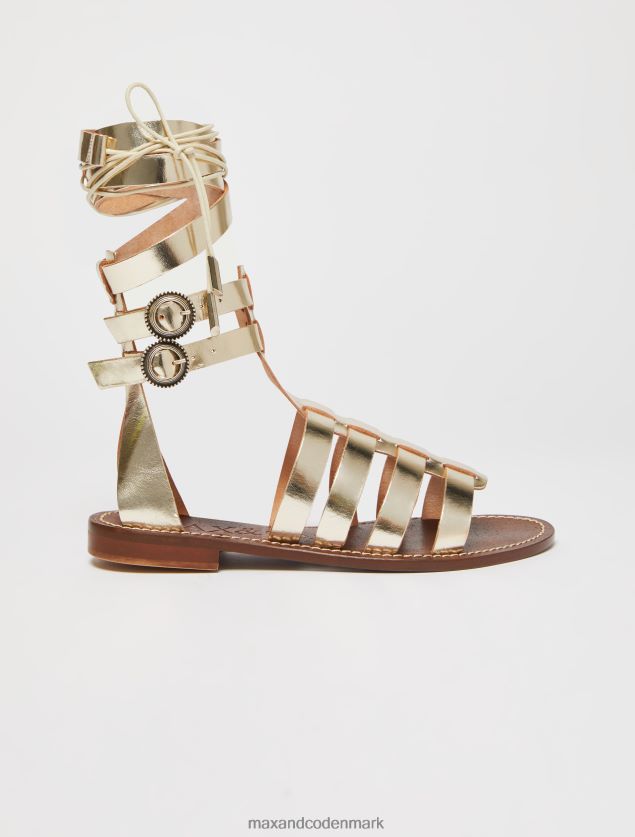 Kvinder gladiatorsandaler i læder MAX&Co. guld B2Z2T6941 sko