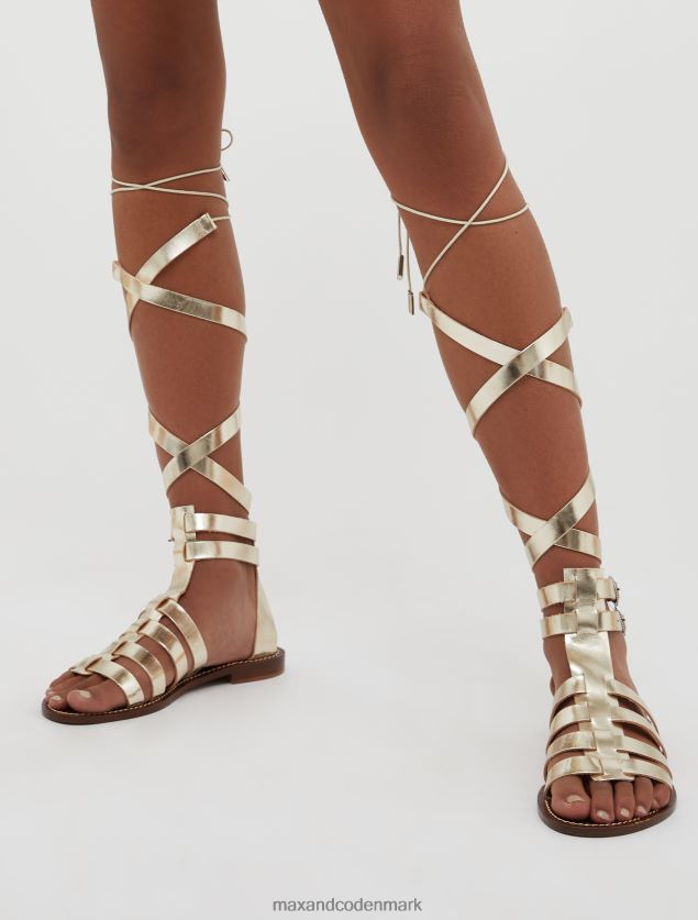 Kvinder gladiatorsandaler i læder MAX&Co. guld B2Z2T6941 sko