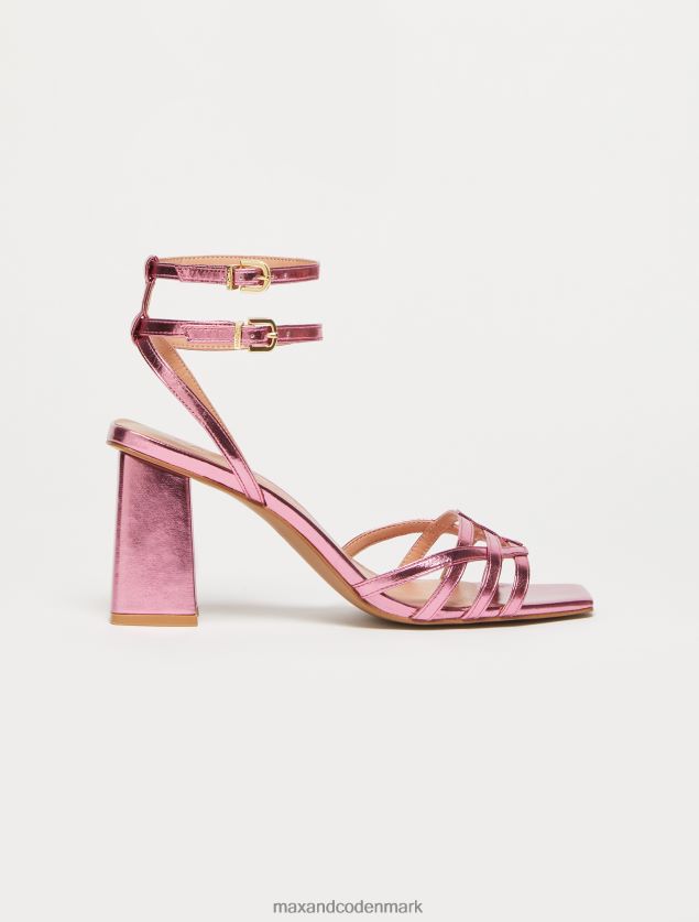 Kvinder metalliske sandaler med hæl MAX&Co. lilla B2Z2T6978 sko