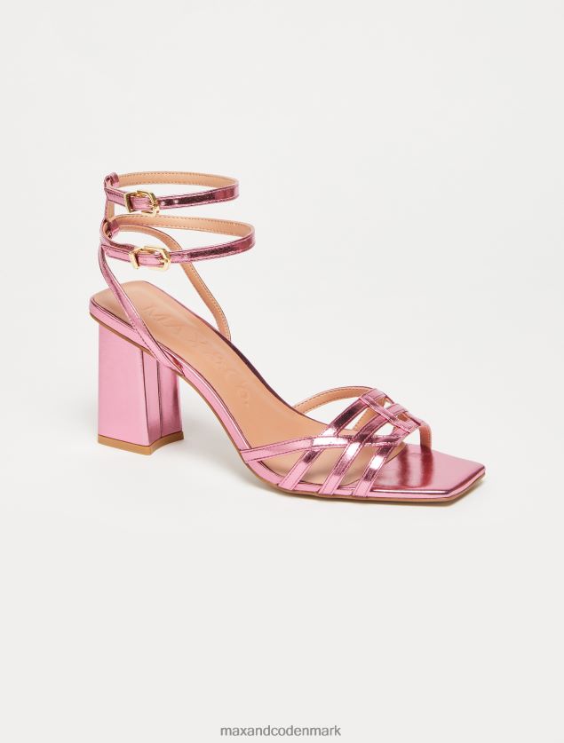 Kvinder metalliske sandaler med hæl MAX&Co. lilla B2Z2T6978 sko