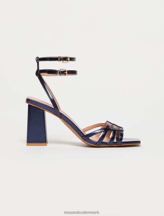 Kvinder metalliske sandaler med hæl MAX&Co. midnatsblå B2Z2T6979 sko