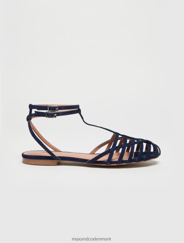 Kvinder sandaler med ruskindshæl MAX&Co. kornblomst blå B2Z2T6958 sko