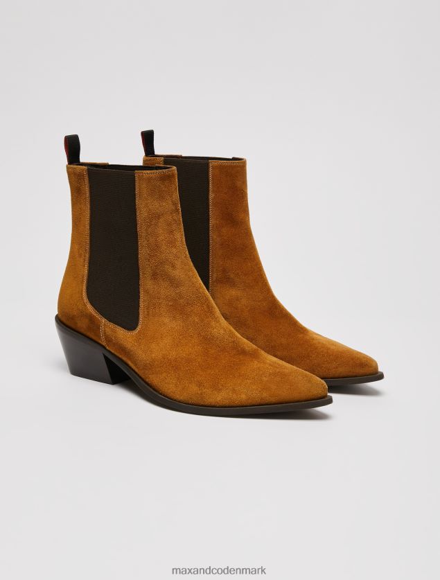 Kvinder ankelstøvler i ruskind MAX&Co. tan B2Z2T6964 sko