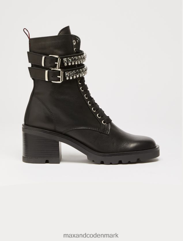 Kvinder rhinestone-udsmykkede bikerstøvler MAX&Co. sort B2Z2T6971 sko