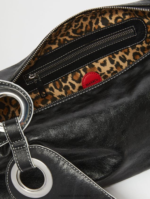 Kvinder knitret nappa-læder hobo taske MAX&Co. sort B2Z2T61026 tilbehør