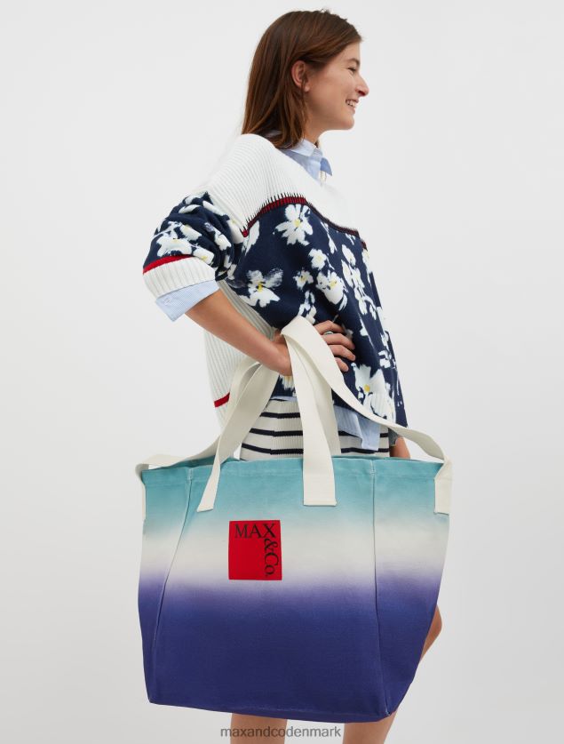 Kvinder stor shoppertaske i lærred MAX&Co. kornblomst blå B2Z2T61018 tilbehør