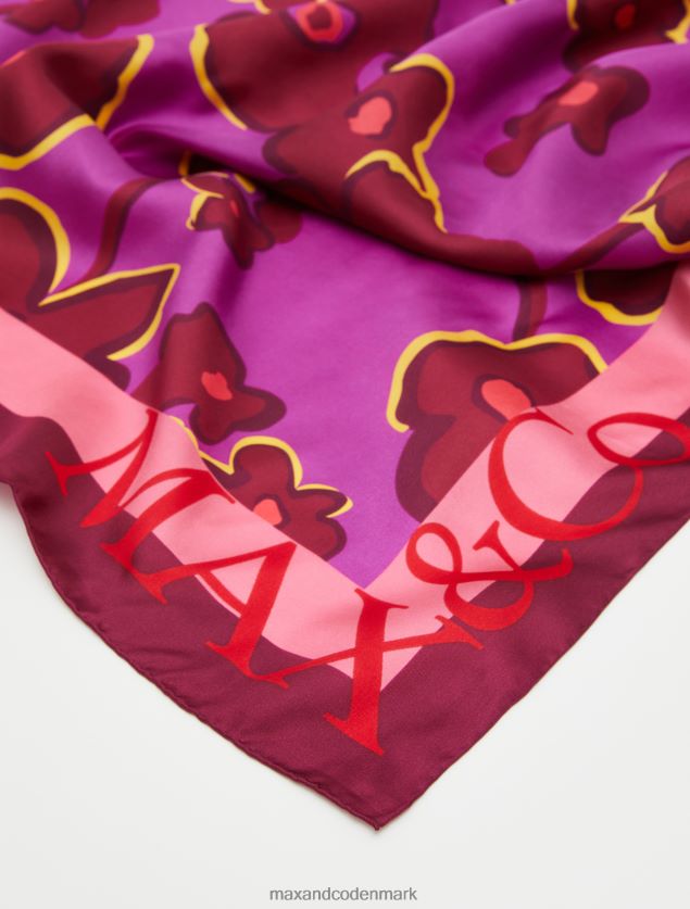 Kvinder mønstret silke foulard MAX&Co. lilla B2Z2T61128 tilbehør