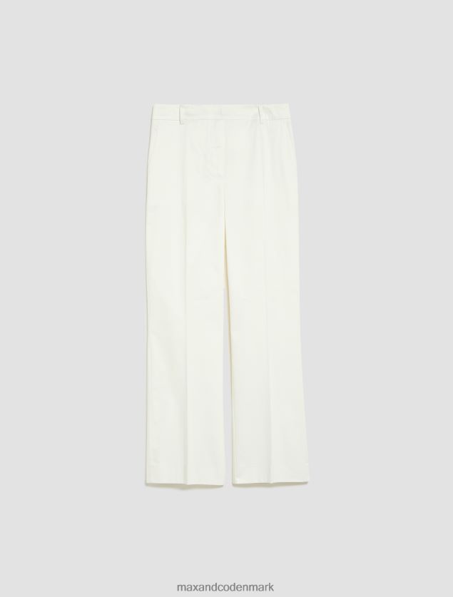 Kvinder bomuld-satin bukser MAX&Co. elfenben B2Z2T6228 beklædning