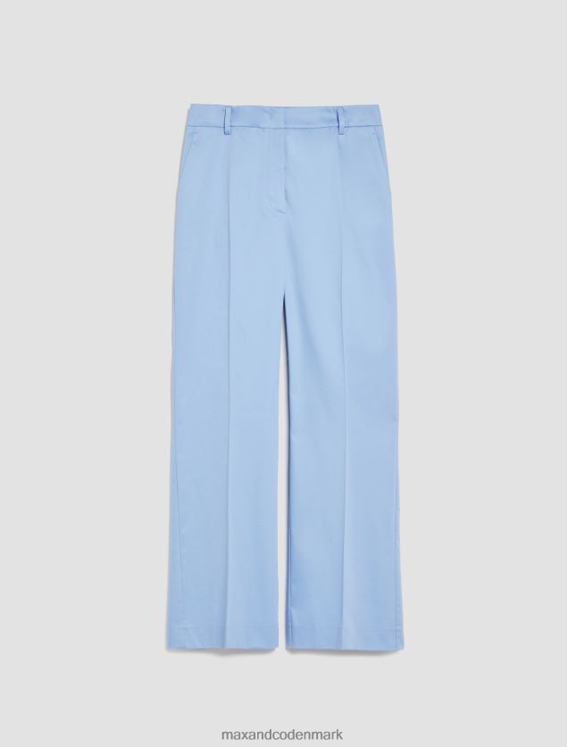 Kvinder bomuld-satin bukser MAX&Co. lyseblå B2Z2T6227 beklædning