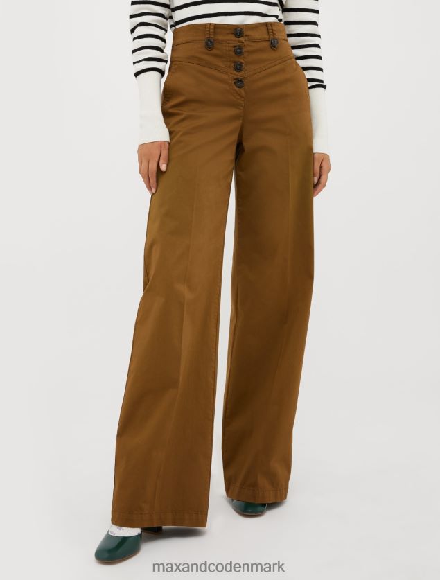 Kvinder bomuld-satin bukser med brede ben MAX&Co. Brun B2Z2T6672 beklædning