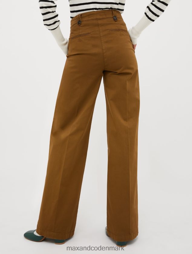 Kvinder bomuld-satin bukser med brede ben MAX&Co. Brun B2Z2T6672 beklædning