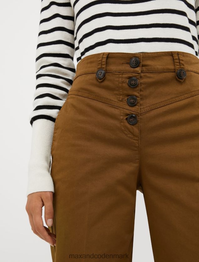 Kvinder bomuld-satin bukser med brede ben MAX&Co. Brun B2Z2T6672 beklædning