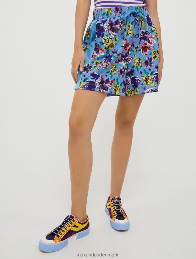 Kvinder bomuldsfleece bermudashorts MAX&Co. lyseblåt mønster B2Z2T6712 beklædning