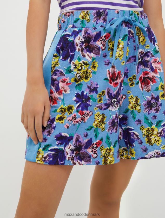 Kvinder bomuldsfleece bermudashorts MAX&Co. lyseblåt mønster B2Z2T6712 beklædning