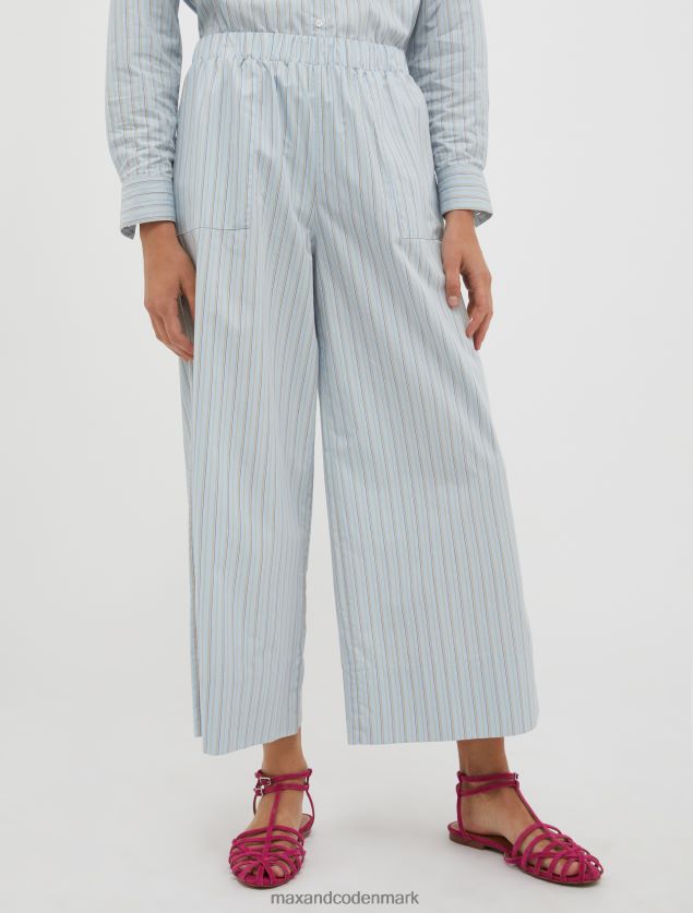 Kvinder brede bomuldspoplinbukser MAX&Co. lyseblåt mønster B2Z2T6690 beklædning
