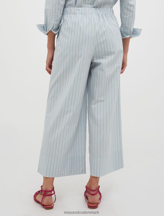 Kvinder brede bomuldspoplinbukser MAX&Co. lyseblåt mønster B2Z2T6690 beklædning