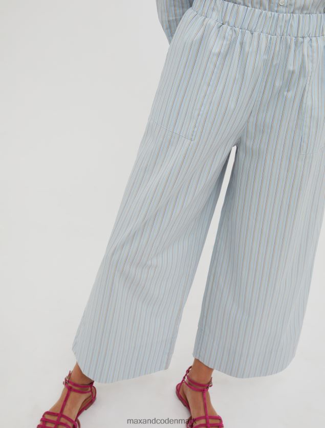 Kvinder brede bomuldspoplinbukser MAX&Co. lyseblåt mønster B2Z2T6690 beklædning