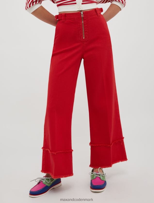 Kvinder bukser i bomuld med frynser MAX&Co. rød B2Z2T6704 beklædning