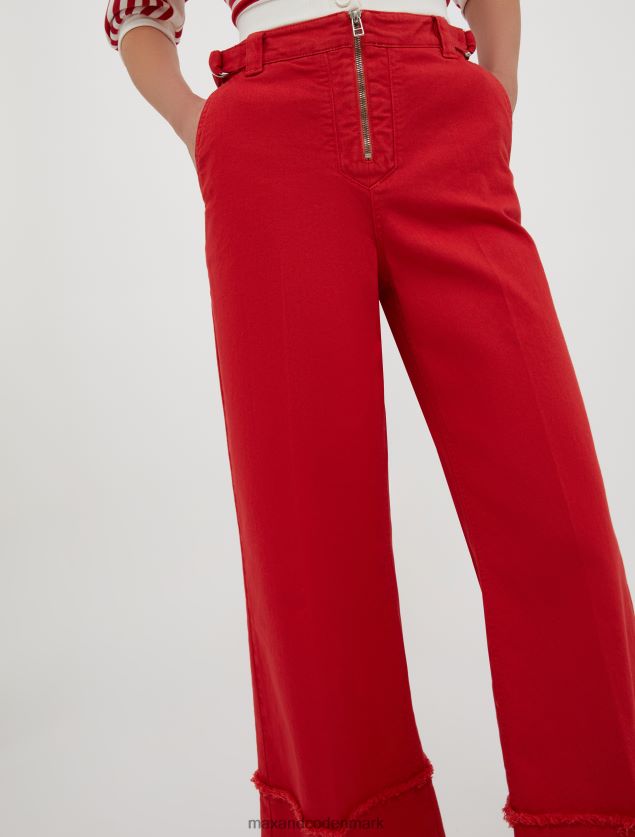 Kvinder bukser i bomuld med frynser MAX&Co. rød B2Z2T6704 beklædning