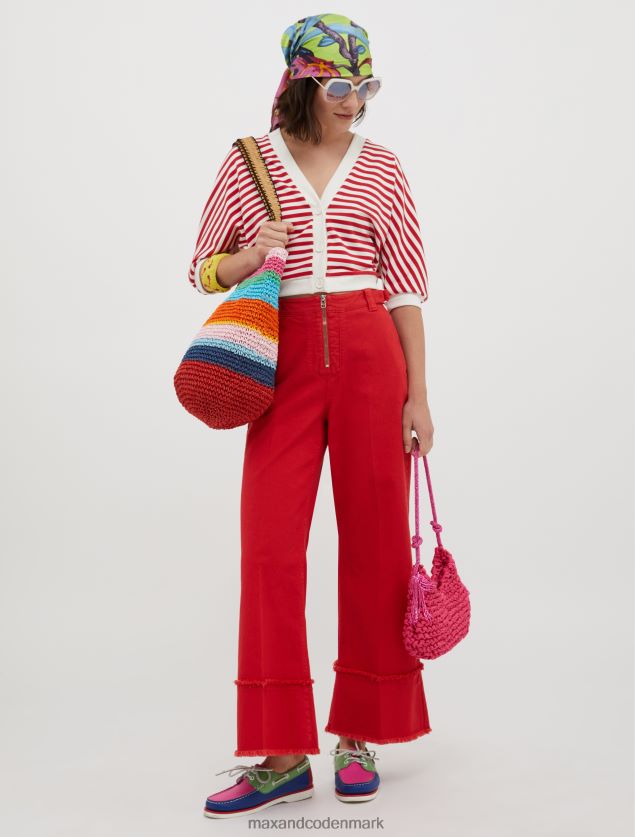 Kvinder bukser i bomuld med frynser MAX&Co. rød B2Z2T6704 beklædning