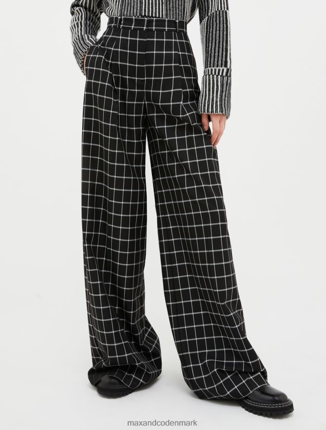 Kvinder bukser med brede ben MAX&Co. sort mønster B2Z2T6738 beklædning
