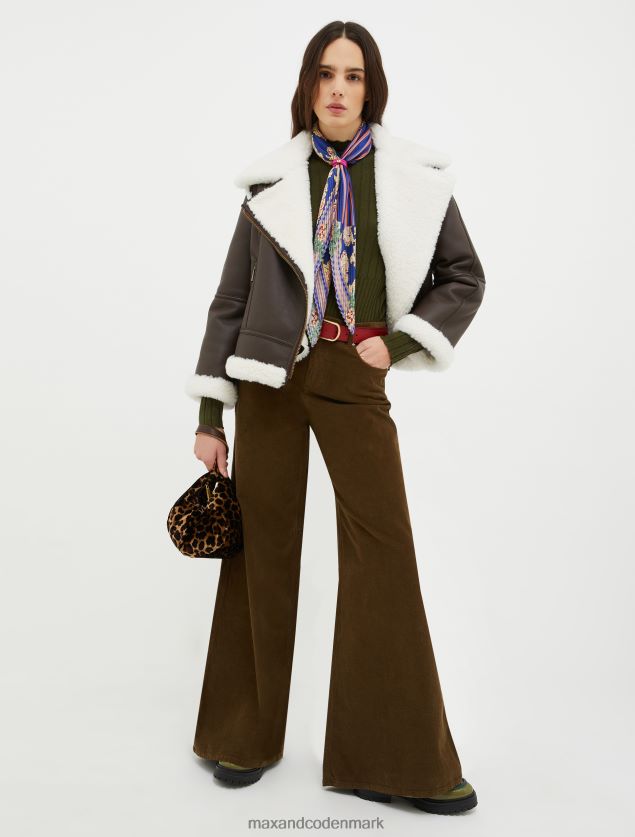 Kvinder fløjls palazzo bukser MAX&Co. olivengrøn B2Z2T6741 beklædning