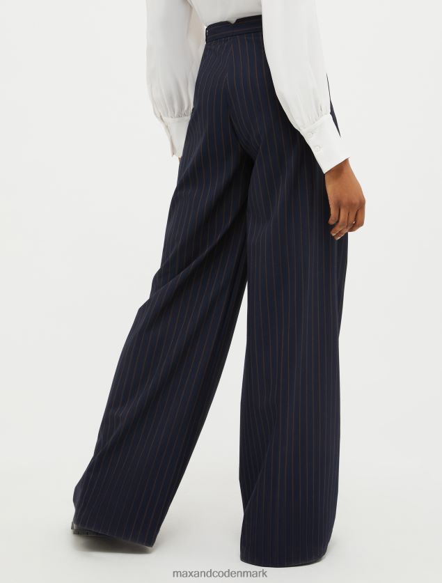 Kvinder flannelbukser med brede ben MAX&Co. marineblåt mønster B2Z2T6291 beklædning