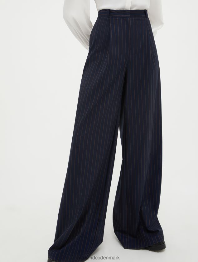 Kvinder flannelbukser med brede ben MAX&Co. marineblåt mønster B2Z2T6291 beklædning