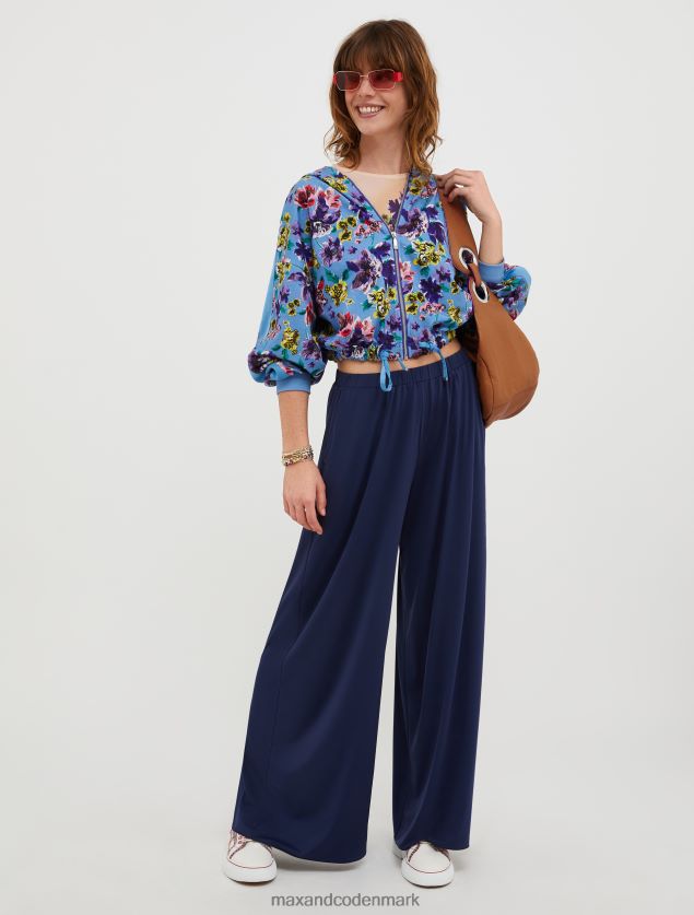 Kvinder jerseybukser med brede ben MAX&Co. kina blå B2Z2T6695 beklædning
