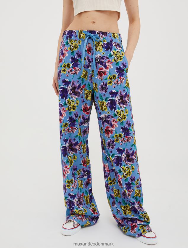 Kvinder joggers i bomuldsfleece MAX&Co. lyseblåt mønster B2Z2T6711 beklædning