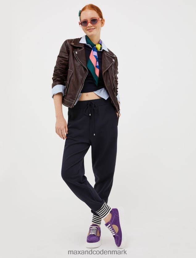 Kvinder joggers i fleeceforet bomuldsjersey MAX&Co. Marine blå B2Z2T6736 beklædning