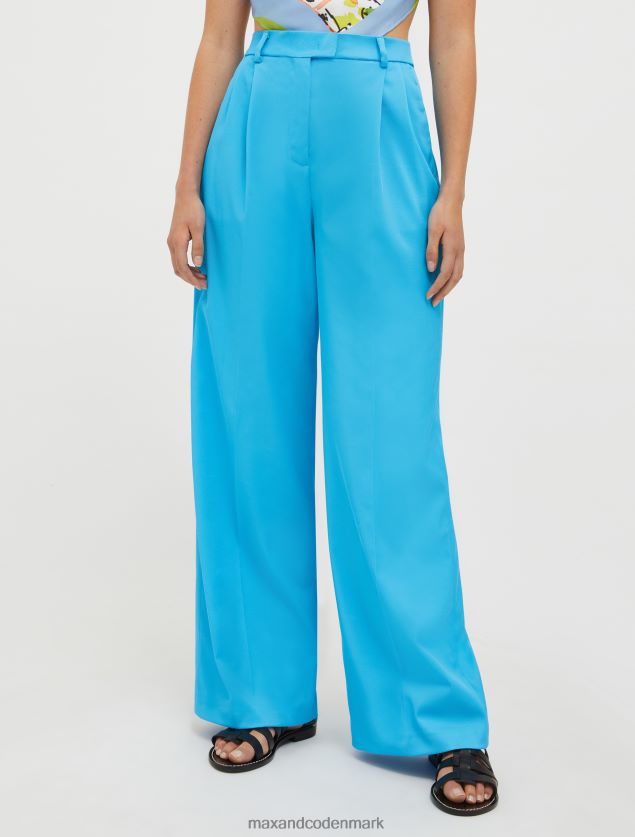 Kvinder kavaleri twill bukser med brede ben MAX&Co. lyseblå B2Z2T6216 beklædning