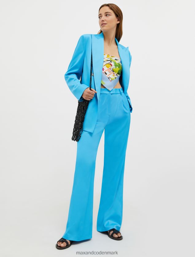 Kvinder kavaleri twill bukser med brede ben MAX&Co. lyseblå B2Z2T6216 beklædning