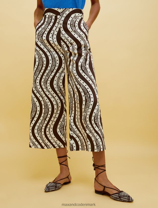 Kvinder mennesker, steder, farve brede bukser MAX&Co. brunt mønster B2Z2T6246 beklædning