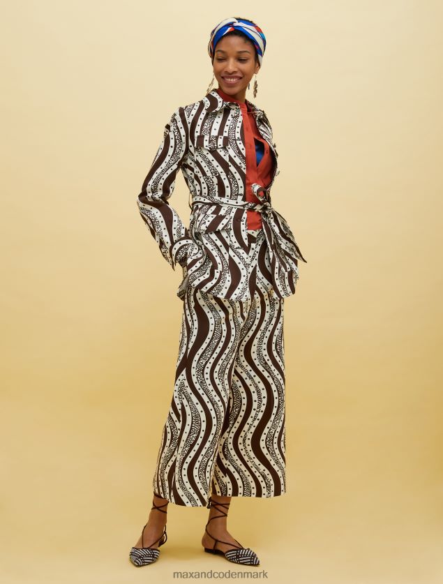 Kvinder mennesker, steder, farve brede bukser MAX&Co. brunt mønster B2Z2T6246 beklædning