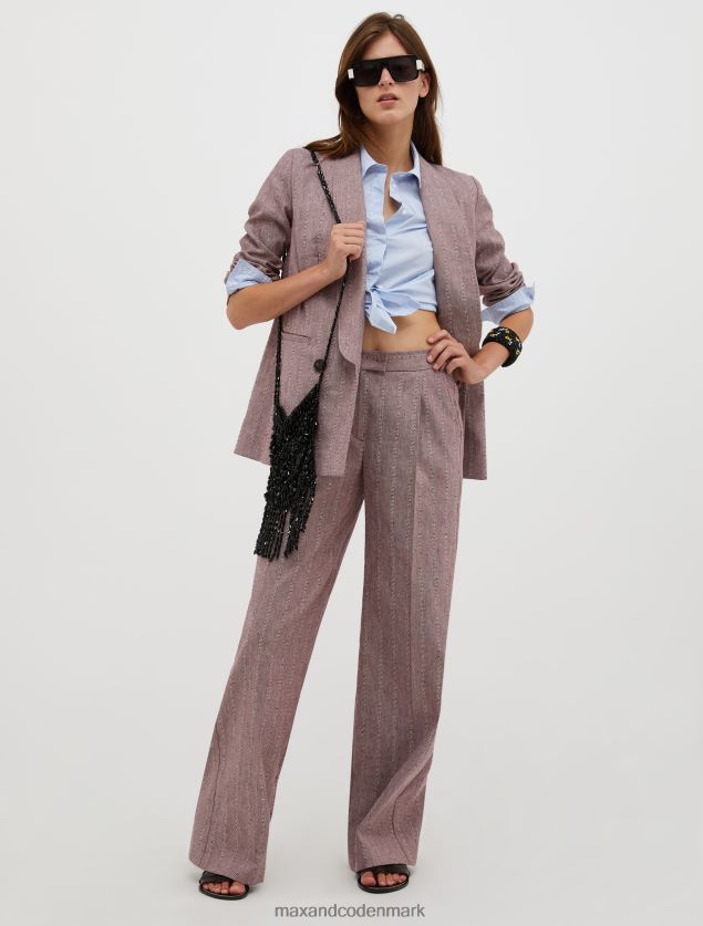 Kvinder nålestribet hør- og bomuldsbukser MAX&Co. bordeaux B2Z2T6282 beklædning