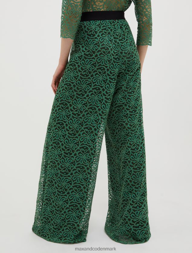 Kvinder palazzobukser i blondejersey MAX&Co. grønt mønster B2Z2T6747 beklædning